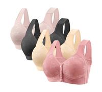 Lot de 4 Brassiere Femme sans Armature Soutien Gorge Fermeture Devant Soutien Gorge Push Up sous Vetements Feminins Sexy Brassière Soutiens-Gorge Bra Top 2026 Outlet France Multicolore L