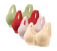 Lot de 4 Brassiere Femme sans Armature Soutien Gorge Fermeture Devant Soutien Gorge Push Up sous Vetements Feminins Sexy Brassière Soutiens-Gorge Bra Top 2026 Mes Commandes Multicolore S