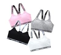 Lot de 4 brassières d'entraînement BHS Baumwolle Weiche Unterwäsche Mit Fest Gepolsterte Bralette Top Push-up pour enfants de 10 à 16 ans, Stile 1, 10-16 ans