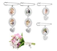 Lot de 4 breloques en forme de bouquet pour souvenir de mariage, bouquet de mariage, photo pour mariée, kit de fabrication de broches avec breloque « You Are Always in My Heart »