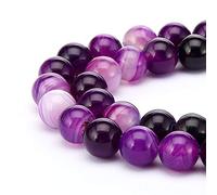 Lot de 4 brins d'agate violette naturelle de guérison de 8 mm - Perles rondes en vrac (176 à 188 pièces) pour la fabrication de bijoux U101-8