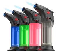 Lot de 4, Briquet Tempête à Gaz Rechargeable, Chalumeau (Gaz Non Inclus)