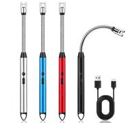 Lot de 4 briquets à arc électrique long - Briquet électrique - Briquet jet flamme - Rechargeable par USB - Allume-bougie plasma pour allumer des bougies, cuisine, barbecue