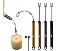 Lot de 4 briquets à arc électrique, rechargeables par USB, avec serrure de sécurité, portables à 720 °, coupe-vent, pour cuisine, cuisinière, camping, feux d'artifice, cheminée, bougies