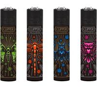 Lot de 4 briquets Clipper - (animaux tribaux)