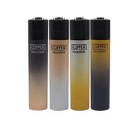 Lot de 4 briquets Clipper Gradient effet Métal Gold/Grey