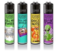 Lot de 4 briquets Clipper : (Mix Slogan #4)