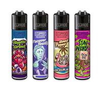 Lot de 4 briquets Clipper : (Mix Slogan #8)