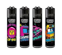 Lot de 4 briquets Clipper - Motifs Insolites (Large 90ies)