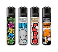 Lot de 4 briquets Clipper - Motifs Insolites (mot de jeunesse #8)