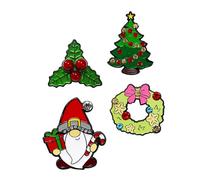 Lot de 4 broches assorties en forme de sapin de Noël incrustées de strass pour fête et accessoire de Noël tendance au quotidien