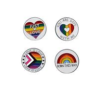 Lot de 4 broches avec drapeau arc-en-ciel en forme de cœur pour sacs à dos, vêtements et chapeaux, accessoires fantaisie, cadeaux pour femmes et filles, cadeau d'anniversaire, 4Pcs, Métal