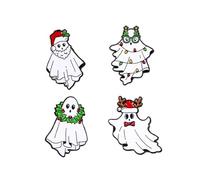Lot de 4 broches avec motif Père Noël fantôme monstre pour sacs à dos, vêtements et chapeau, accessoires fantaisie, cadeaux pour femmes et filles, cadeau d'anniversaire, 4Pcs, Métal