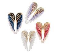 Lot de 4 broches avec strass en forme d'aile Accessoires de vêtements Broches en alliage Bijoux pour femmes à la mode et créateurs de tendances Broches décontractées et élégantes