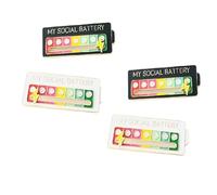 Lot de 4 broches de batterie sociale - Badge de batterie sociale - Émail blanc et noir - Badge émotionnel amusant pour 7 jours de semaine