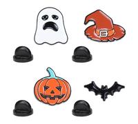 Lot de 4 broches d'Halloween en alliage émaillé avec citrouille, fantôme, chapeau de sorcière et chauve-souris - Accessoires décoratifs pour vêtements, vestes, sacs et fêtes de fin d'année, 2,1 x 2,4