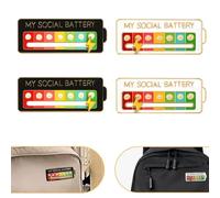 Lot de 4 broches en émail My Social Battery Pin - Broche amusante pour humeur sociale pour 7 jours - Émail - Badge de batterie sociale - Broche d'humeur interactive, Métal