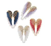 Lot de 4 broches en forme d'aile d'ange en strass pour vêtements et créateurs de tendances
