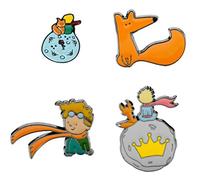 Lot de 4 broches Le Petit Prince en alliage émaillé Renard Lune Planète, Acier allié