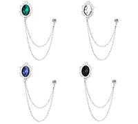 Lot de 4 broches pour homme avec chaîne en diamant - Accessoires de costume - Épingles à cravate - Épingles à cravate - Badges à corsage - Cadeau idéal pour la fête des pères à la Saint-Valentin