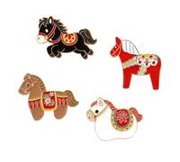 Lot de 4 broches vintage en forme de cheval - Bijou élégant - Cadeau idéal - Artisanat - Unisexe - Épinglette artistique