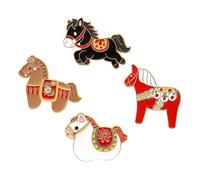 Lot de 4 broches vintage en forme de cheval - Élégantes - Cadeau - Excellent savoir-faire - Unisexe - Vintage et moderne