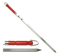 Lot de 4 brochettes extra longues en acier inoxydable 80 cm de long / 2 cm de large / 3 mm d'épaisseur avec manche en bois