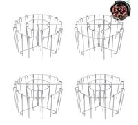 Lot de 4 brochettes pour barbecue, en acier inoxydable, grille de cuisson Airfryer, avec 24 brochettes et support de déshydratation, compatible avec Airfryers, friteuse à air chaud, four et cuiseur à
