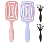 Lot de 4 Brosse Cheveux, Brosse À Cheveux Magique, Brosse À Cheveux Démêlante Ventilée Humide et Sèche, Adaptée Pour Coiffer les Fins, Bouclés ou Raides, Brosse de Massage Pour Adultes et Enfants