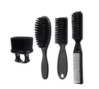 Lot de 4 brosses à barbe - Brosse de nettoyage à double tête - Brosse de coiffeur - Brosse de nettoyage pour cheveux