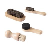 Lot de 4 Brosses à Chaussures, Grande Brosse à Lustrer en CRIN de Cheval Brosse à Cirage en Poils Brosse à Chaussures en Bois Haute Brillance Brosses de Nettoyage pour Polir Vos Chaussures