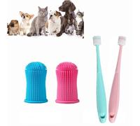 Lot de 4 Brosses à Dents 360°Pour Chien et Chat en Silicone Alimentaire,Nettoyage Complet des Dents,Élimine Plaque et Mauvaise Haleine,Doux pour Gencives Sensibles,pour Chiots et Animaux Âgés