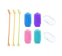 Lot de 4 brosses à dents à double tête pour animaux de compagnie, brosses à dents en silicone, nettoyage de la bouche pour animaux de compagnie, poils souples à long manche