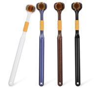 Lot de 4 brosses à dents à poils doux, poils doux, design à trois côtés, couleur bleue luxueuse, idéale pour les soins bucco-dentaires quotidiens, brosse à dents à trois côtés à poils doux, bleu de