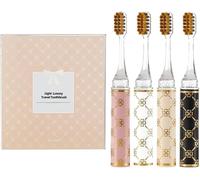 Lot de 4 brosses à dents de voyage pliables, tête compacte, mini brosse à dents avec étui à brosse à dents, brosses à dents de voyage à poils doux pour adultes