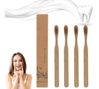 Lot de 4 brosses à dents en poils de sanglier jetables avec manche en bambou naturel biodégradable pour un nettoyage en douceur et un soin bucco-dentaire respectueux de l'environnement