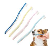 Lot de 4 brosses à dents ergonomiques à poils souples pour animaux domestiques - Brosse à dents à tête large pour chiens - Pour le nettoyage quotidien de la maison, des voyages, de l'intérieur et de