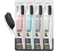 Lot De 4 Brosses À Dents Larges-Tête Longue,Deux Fois Plus Large Que L'ordinaire-Brossage Confortable Et Facile (Noire)