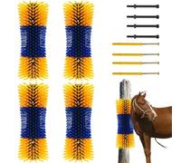 Lot de 4 Brosses à Gratter pour Cheval, Vache, Demi-Ronde, Brosse de Soin pour Chèvres, Bovins, Vaches, Moutons, Chevaux, Porcs et Autres Animaux de Ferme pour Gratter le Dos, 19 x 43,7 cm