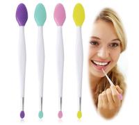 Lot de 4 brosses à lèvres à double extrémité, exfoliant doux et applicateur de masque, outil en silicone réutilisable pour un entretien lisse et un nettoyage des pores, convient aux hommes et aux