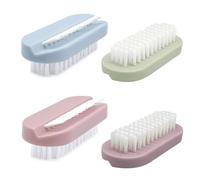 Lot de 4 brosses à ongles double face - Poils doux et fermes - Brosse de nettoyage pour ongles, mains et pieds - Brosses à ongles portables pour nettoyage en profondeur, nail art et utilisation