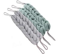 Lot de 4 brosses à récurer élastiques pour le dos avec poignées en corde - Éponge en maille luffa tissée pour exfoliation sous la douche, pour homme et femme (2 gris, 2 vert lotus)