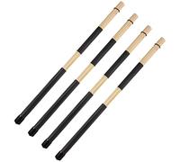 Lot de 4 brosses de batterie en bois noir, baguettes de batterie professionnelles, 19 faisceaux par baguette, prise stable et confortable, légères, son délicat, pour batterie jazz, 3 x 2 x 40 cm