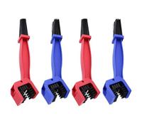 Lot de 4 brosses de nettoyage de chaîne de vélo de moto - Brosse de nettoyage des pignons pour VTT - Rouge et bleu