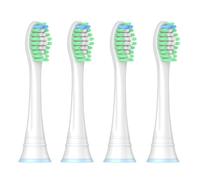 Lot de 4 brosses de rechange, compatibles avec Philips Soni-care, compatibles avec les séries HX3/6/8/9, embout Click-on, poils doux pour un nettoyage des dents en profondeur et en douceur