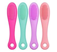Lot de 4 brosses de toilettage pour menton de chat, brosse à dents en silicone, brosse à dents pour chien, brosse à dents pour chat pour soins dentaires pour animaux de compagnie, brosse en silicone
