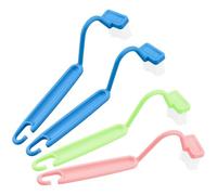 Lot de 4 brosses de toilette en plastique avec nettoyeur de bordures, long manche avec brosse WC incurvée puissante, pour nettoyage en profondeur des toilettes d'angle
