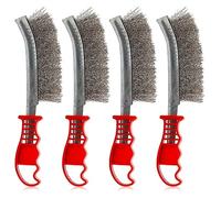 Lot de 4 Brosses Métalliques: HOMURY Brosse Inox avec Poignée en Plastique, Brosses Manuelles à Main Ergonomiques, pour Décapage Rouille Contre Poussière Nettoyage de Soudure Slag