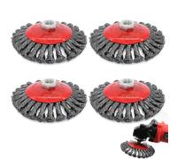 Lot de 4 brosses métalliques M14 pour meuleuse d'angle - 125 mm - Brosse conique en acier - Brosse métallique flexible - Accessoire pour meuleuse d'angle - Accessoire pour le polissage, le détartrage