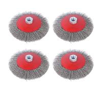 Lot de 4 brosses métalliques meuleuse d'angle : M14 Brosse en acier Visseuse sans fil 125 mm Brosse métallique Flex Brosse à pot Perceuse pour métal et pierre, pour nettoyer, détartrer, dérouiller